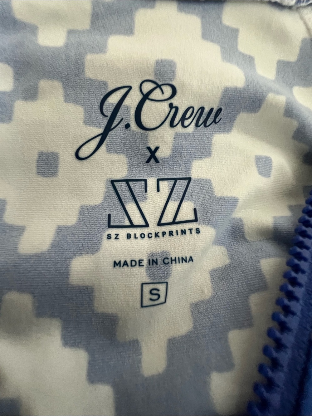 SZ Blockprints™ X J.Crew long-sleeve rash guard 1/2 Zip Small Geometric Beach - Picture 7 of 13
